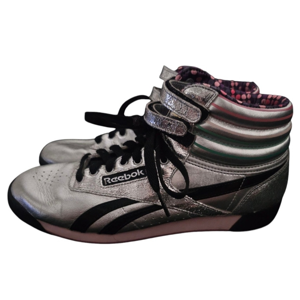 Rare Sz 9 Reebok Silver Freestyle High Tops